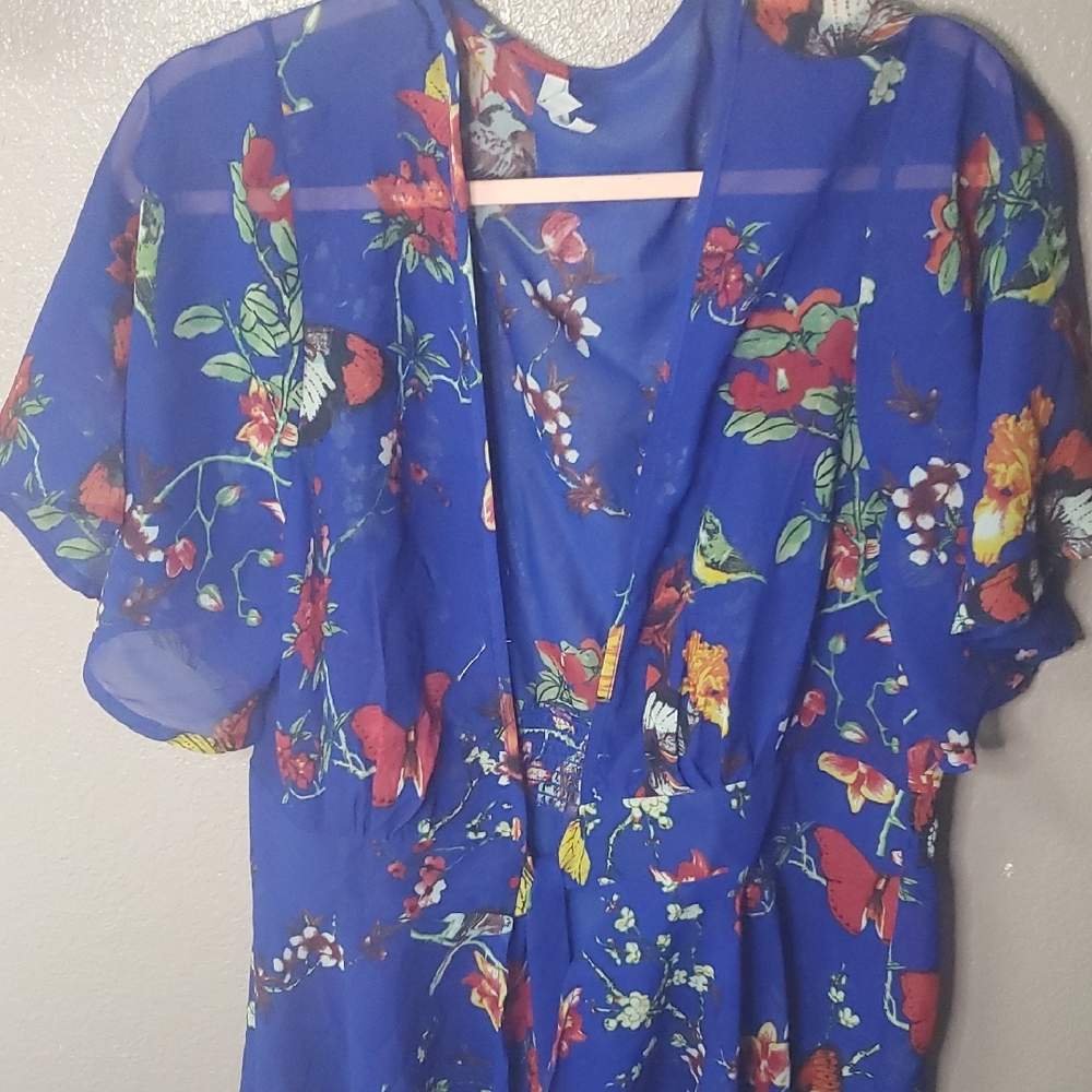 Floral Sheer Blue Kimono